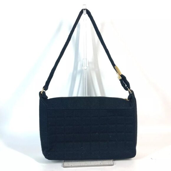 CHANEL Quilted Logo Chocolate Bar CC Mark accessory pouch Shoulder Bag Black - Picture 2 of 15